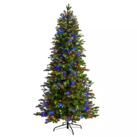 Fraser 7-Foot Nearly Natural Artificial Christmas Tree with Multi-Color LED Lights and Bendable Branches Artificial Christmas Trees