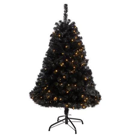 Nearly Natural 4-Foot Black Artificial Christmas Tree with Clear LED Lights Artificial Christmas Trees