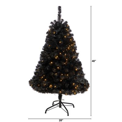 Image showing  4 ft. Black Artificial Christmas Tree with Clear LED Lights