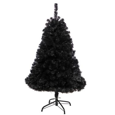 Image showing  4 ft. Black Artificial Christmas Tree with Clear LED Lights