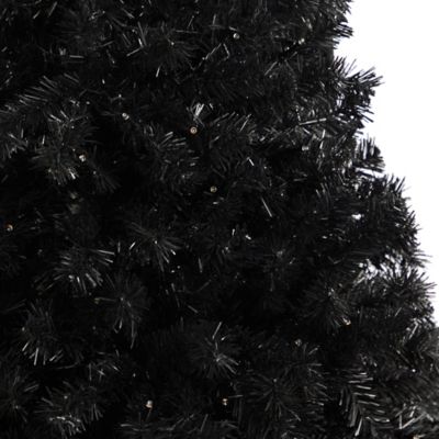 Image showing  4 ft. Black Artificial Christmas Tree with Clear LED Lights