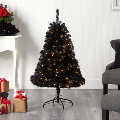 Image showing 6 th Nearly Natural 4 ft. Black Artificial Christmas Tree with Clear LED Lights