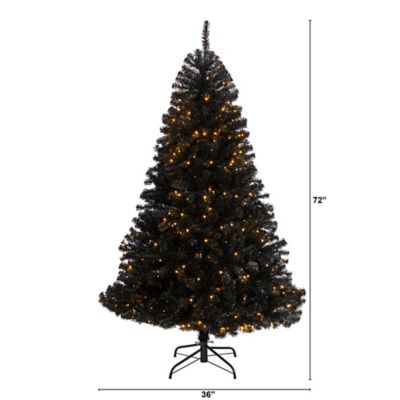 Image showing  6 ft. Black Artificial Christmas Tree with Clear LED Lights