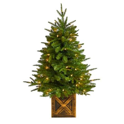 Nearly Natural 3 ft. Finland Fir Artificial Christmas Tree in Decorative Planter