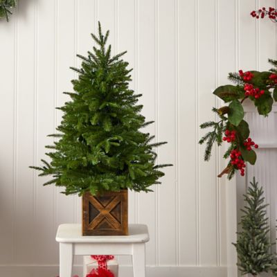 Image showing 6 th Nearly Natural 3 ft. Finland Fir Artificial Christmas Tree in Decorative Planter