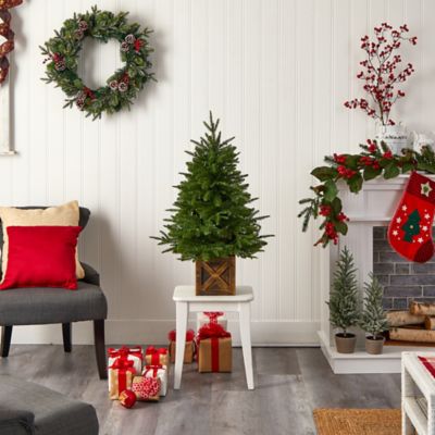 Image showing 7 th Nearly Natural 3 ft. Finland Fir Artificial Christmas Tree in Decorative Planter