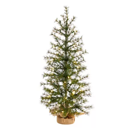 3 ft Nearly Natural Artificial Christmas Tree with Clear LED Lights in Burlap Base Artificial Christmas Trees