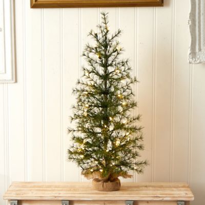 Image showing  3 ft. Pre-Lit Artificial Christmas Tree in Burlap Base, Clear LED Lights