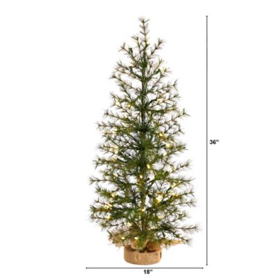 Image showing  3 ft. Pre-Lit Artificial Christmas Tree in Burlap Base, Clear LED Lights