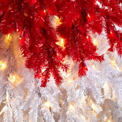 Image showing  9 ft. Holiday Red Santa Hat Christmas Tree with LED Lights and Bendable Branches