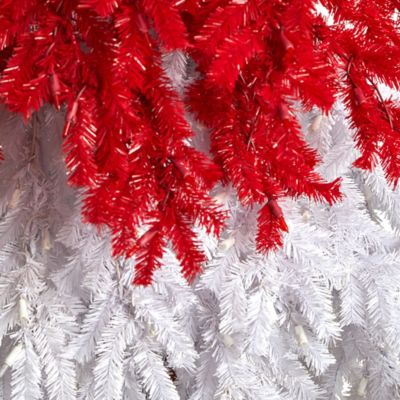 Image showing  9 ft. Holiday Red Santa Hat Christmas Tree with LED Lights and Bendable Branches