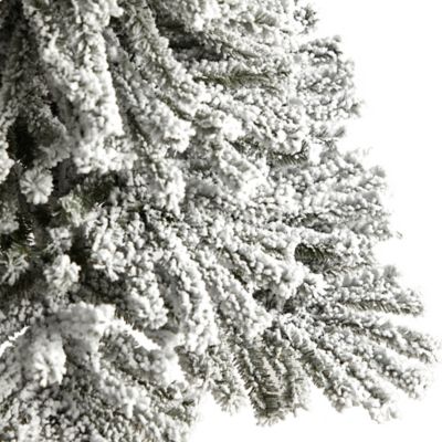 Image showing  5 ft. Winter Flocked Leaning Artificial Christmas Tree with LED Lights in Decorative Planter