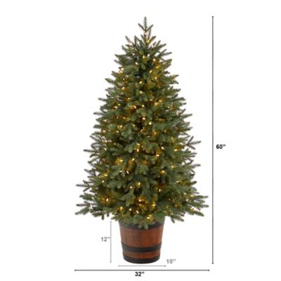 Image showing  5 ft. Colorado Aspen Artificial Porch Christmas Tree with LED Lights in Decorative Planter