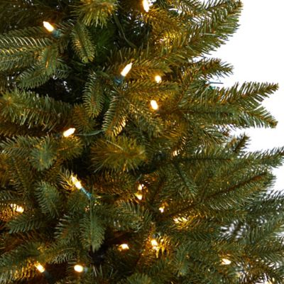 Image showing  5 ft. Colorado Aspen Artificial Porch Christmas Tree with LED Lights in Decorative Planter