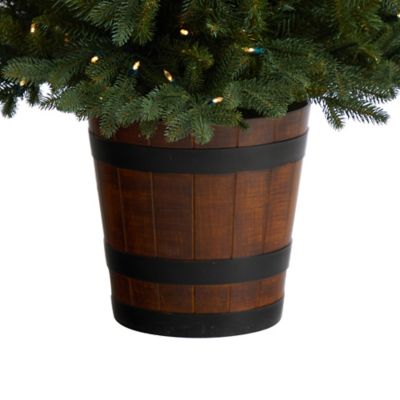 Image showing  5 ft. Colorado Aspen Artificial Porch Christmas Tree with LED Lights in Decorative Planter