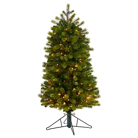 Nearly Natural 4 ft. Slim Colorado Mountain Spruce Artificial Christmas Tree with LED Lights