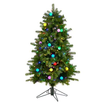 Nearly Natural 4 ft. Montana Mountain Fir Artificial Christmas Tree with LED Lights
