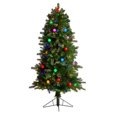 Nearly Natural 5 ft. Montana Mountain Fir Artificial Christmas Tree with LED Lights