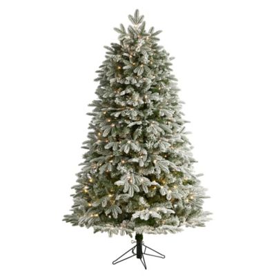 Nearly Natural 6 ft. Flocked Colorado Mountain Fir Artificial Christmas Tree with LED Lights