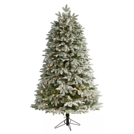 Nearly Natural 6-Foot Flocked Artificial Christmas Tree with LED Lights Artificial Christmas Trees