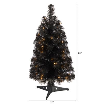 Image showing  2 ft. Pre-Lit Black Artificial Christmas Tree with Bendable Branches