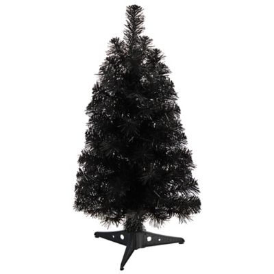 Image showing  2 ft. Pre-Lit Black Artificial Christmas Tree with Bendable Branches