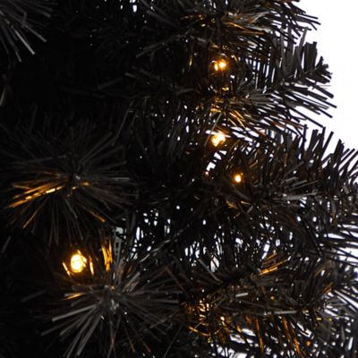 Image showing  2 ft. Pre-Lit Black Artificial Christmas Tree with Bendable Branches
