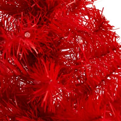 Image showing  2 ft. Red Artificial Christmas Tree with LED Lights and Bendable Branches