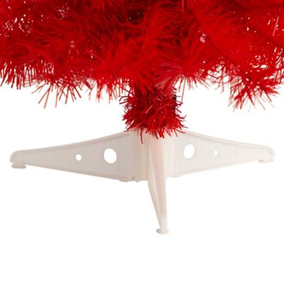 Image showing  2 ft. Red Artificial Christmas Tree with LED Lights and Bendable Branches