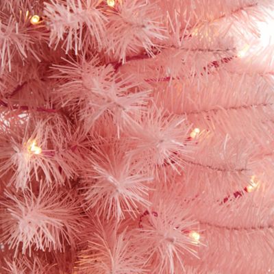 Image showing  3 ft. Pre-Lit Pink Artificial Christmas Tree with Bendable Branches, LED Lights