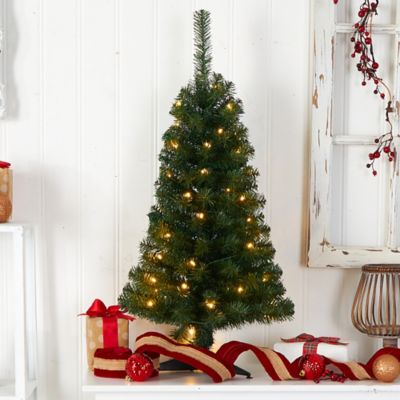 Image showing 6 th Nearly Natural 3 ft. Pre-Lit Green Artificial Christmas Tree with Bendable Branches