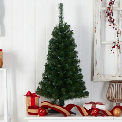 Image showing 7 th Nearly Natural 3 ft. Pre-Lit Green Artificial Christmas Tree with Bendable Branches