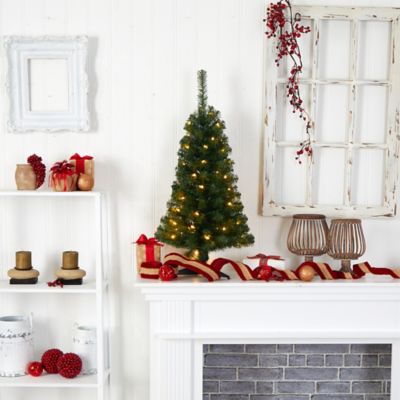 Image showing 8 th Nearly Natural 3 ft. Pre-Lit Green Artificial Christmas Tree with Bendable Branches