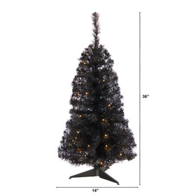 Image showing  3 ft. Pre-Lit Black Artificial Christmas Tree with Bendable Branches