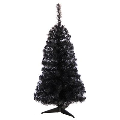 Image showing  3 ft. Pre-Lit Black Artificial Christmas Tree with Bendable Branches