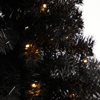 Image showing  3 ft. Pre-Lit Black Artificial Christmas Tree with Bendable Branches
