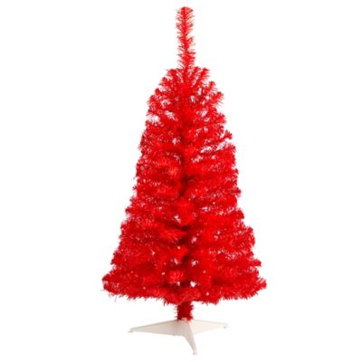 Image showing  3 ft. Pre-Lit Red Artificial Christmas Tree with Bendable Branches