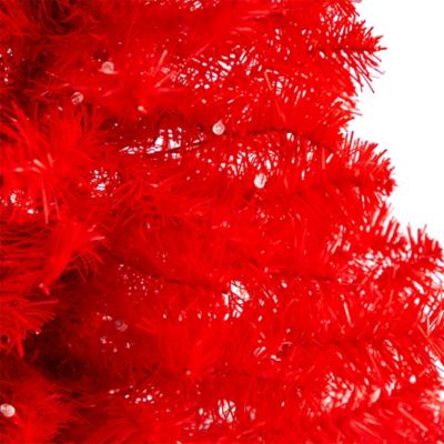 Image showing  3 ft. Pre-Lit Red Artificial Christmas Tree with Bendable Branches