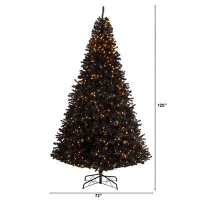 Image showing  10 ft. Pre-Lit Black Artificial Christmas Tree, Clear LED Lights