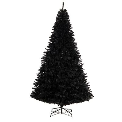 Image showing  10 ft. Pre-Lit Black Artificial Christmas Tree, Clear LED Lights