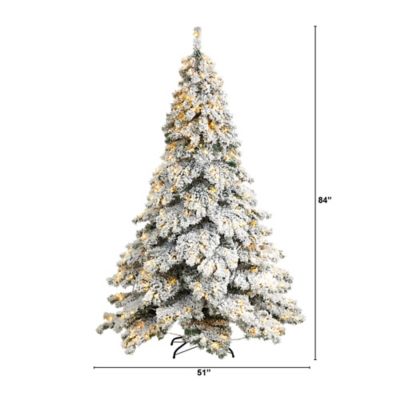 Image showing  7 ft. Flocked Austria Fir Artificial Christmas Tree with Warm White LED Lights and Bendable Branches