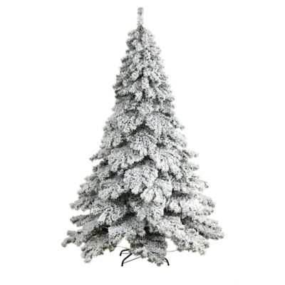 Image showing  7 ft. Flocked Austria Fir Artificial Christmas Tree with Warm White LED Lights and Bendable Branches