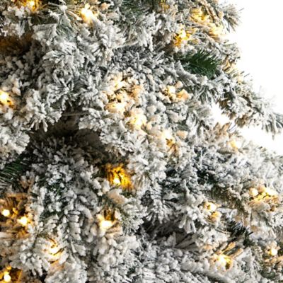 Image showing  7 ft. Flocked Austria Fir Artificial Christmas Tree with Warm White LED Lights and Bendable Branches