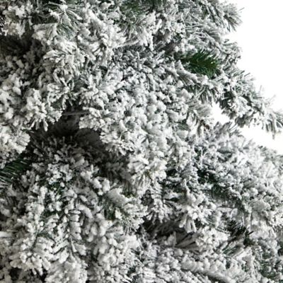 Image showing  7 ft. Flocked Austria Fir Artificial Christmas Tree with Warm White LED Lights and Bendable Branches