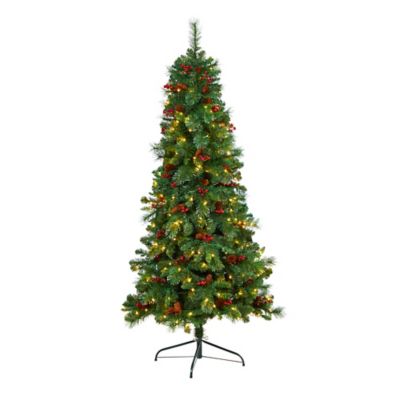 Nearly Natural 6 ft. Flat Back Montreal Mountain Pine Artificial Christmas Tree