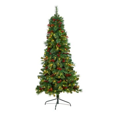 Nearly Natural 6 ft. Flat Back Montreal Mountain Pine Artificial Christmas Tree