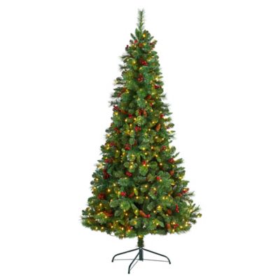 Nearly Natural 7 ft. Flat Back Montreal Mountain Pine Artificial Christmas Tree