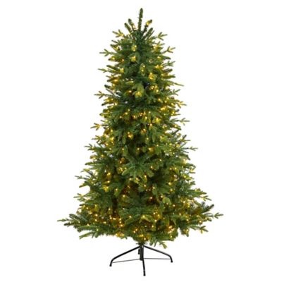 Nearly Natural 6 ft. Montreal Spruce Artificial Christmas Tree with Warm White LED Lights and Bendable Branches