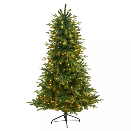 Nearly Natural 6-Foot Montreal Spruce Artificial Christmas Tree with Warm White LED Lights and Bendable Branches Artificial Christmas Trees