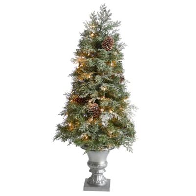 Nearly Natural 4 ft. English Pine Artificial Christmas Tree with LED Lights